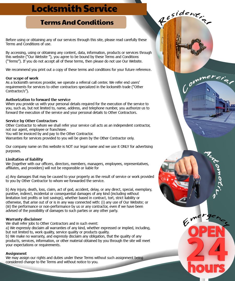 Agoura Hills Locksmith Store Terms and Conditions